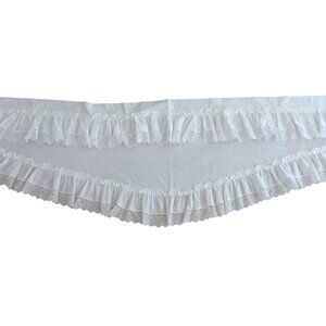 Vintage White Curtain Valance Lace Ruffle Tiered Swag Cottage Shabby Chic